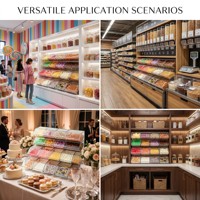 Présentoir en acrylique sur mesure empilable pour bonbons et aliments secs, certifié CE, vente en gros par le fabricant