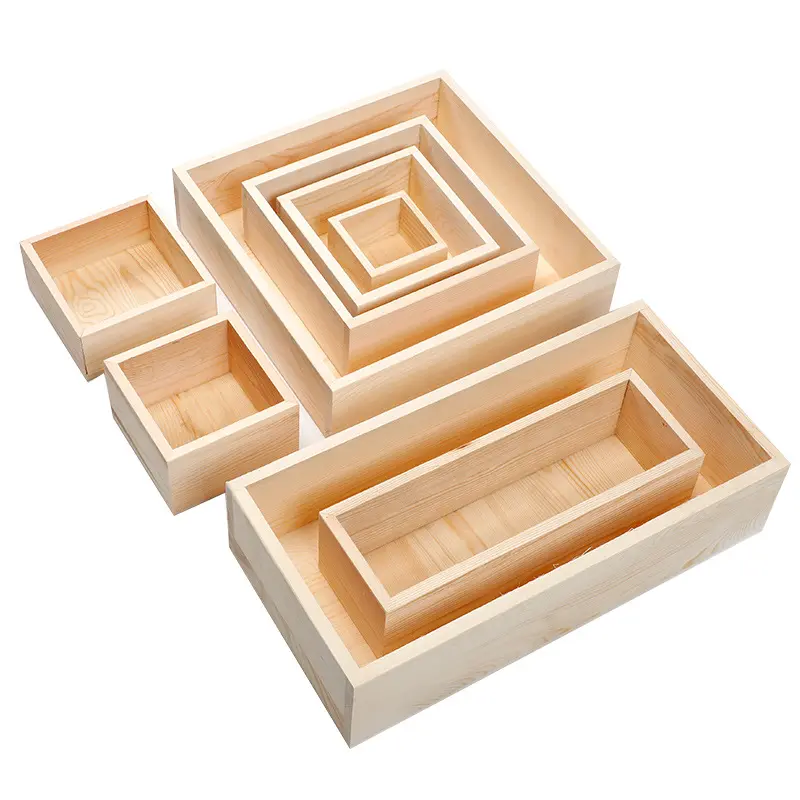 Mở hộp lưu trữ bằng gỗ làm bằng gỗ thông hình chữ nhật hộp lưu trữ bằng gỗ