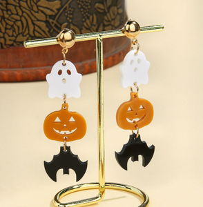 Nouvelles Boucles d'oreilles pendantes fantaisie Halloween : <span class=keywords><strong>Chien</strong></span> ballon squelette, Main de squelette <span class=keywords><strong>BOO</strong></span>, Dinosaure, Citrouille - Product Image 1