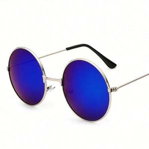Gafas de Sol Redondas de Moda Vintage para Hombre y Mujer, Lentes de Espejo Coloridas, Montura Metálica, Venta al Por Mayor - Product Image 5