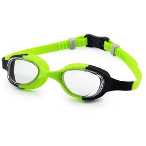 Gafas de natación de una pieza para niños, lentes de natación de diseño multicolor, antiniebla, con hebilla ajustable fácil
