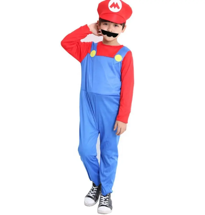 Eurpoear Halloween Super Mario Comic Cosplay disfraz para niños de 3 a 8 años de edad en gran demanda mono con cinturón de hombro