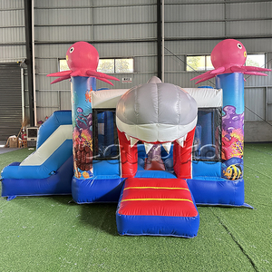 Tobogán Acuático Inflable Comercial, Mini Castillo Inflable Hpfburg, Castillo Inflable Pequeño con Forma de Tiburón para Fiestas de Carnaval para Niños - Product Image 1