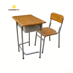Ensemble <span class=keywords><strong>de</strong></span> mobilier scolaire moderne en métal pour salle <span class=keywords><strong>de</strong></span> classe : table et chaise d'étude individuelles avec crochets et porte-stylo - Product Image 3