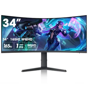 KOORUI Monitor Game 4K pc layar komputer, Monitor PC layar komputer 165HZ anti sinar biru, Monitor lengkung 34 inci harga pabrik