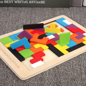 Bloques de Tetris de madera engrosados, rompecabezas estimulante para el cerebro de 0,6 cm para niños pequeños de 2 a 4 años, juguete educativo Unisex - Product Image 3