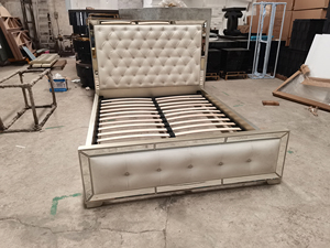 Американская роскошная кровать в современном европейском стиле, высококачественная, из массива дерева, размера «king-size», с регулируемой спинкой и мягким изголовьем. - Product Image 3