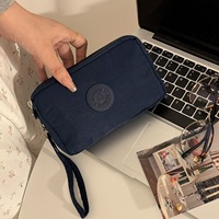 Dompet Koin Kain Nilon Uniseks Gaya Korea Baru, Dompet Koin Portabel Ramah Perjalanan, Tempat Kartu, Tiga Lapisan untuk Koin