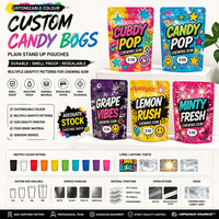 Sacchetti Doypack Personalizzati in PE da 1g, 3.5g, 7g, 14g, 28g, 1LB per Caramelle Gommose, Sacchetti Mylar Antiodore Cali Packs 8th Plug
