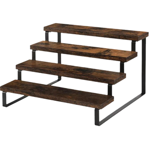 4-Tier Wooden Display Stand with Metal Frame | Rustic Countertop Organizer <b>Rack</b> - Product Image 1