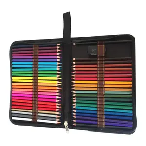 Bview art conjunto de lápis coloridos, 7 polegadas, alta qualidade, 48 cores, hexagonal, com bolsa de lona preta