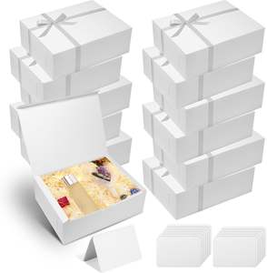 กล่องของขวัญสีขาวขนาดใหญ่พร้อมฝาปิด กล่องห่อ<span class=keywords><strong>ของขวัญ</strong></span>แบบพับได้พร้อมริบบิ้น กล่องของชำร่วยสำหรับ<span class=keywords><strong>ของขวัญ</strong></span> วันวาเลนไทน์ งานแต่งงาน - Product Image 2