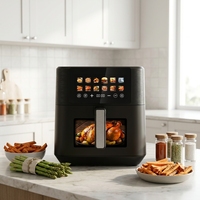 Friteuse à air numérique familiale 1700W 9L avec écran tactile, chauffage unique 360°, décoration argentée et fenêtre de visualisation