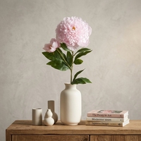 Tiges de pivoines artificielles en gros, 2 têtes, bouquet de fleurs en soie imitation pivoine pour la décoration de lieux de mariage et l'aménagement intérieur