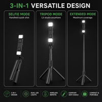Lampe de remplissage LED double pour trépied de téléphone portable 5V en alliage d'aluminium, rechargeable par USB-C, idéale pour le vlogging et le streaming en direct
