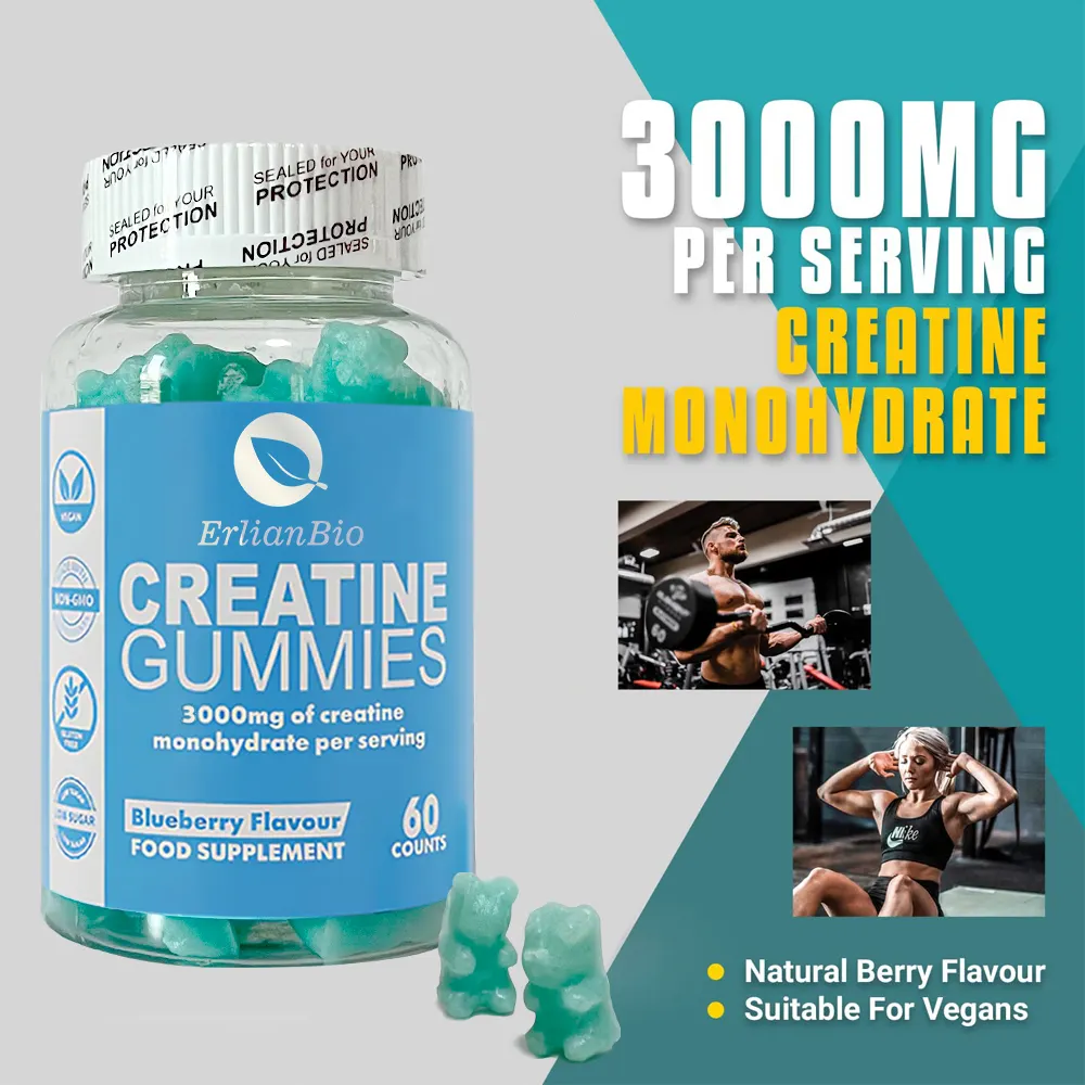 Private Label Creatine Monohydraat Gummies Pre Workout Veganistische Gummy Creatine Monohydraat Verbeteren Immuniteit Voor Spiergroei