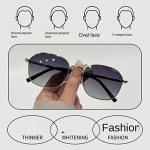 Gafas de sol para mujer, protección solar de alta gama, gafas de sol metálicas de estilo coreano, a la moda europeas y americanas, naturales - Product Image 2