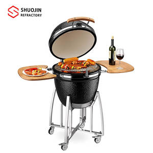 Kamado Grill Batterie de cuisine en céramique à hauteur réglable Barbecue d'extérieur au <span class=keywords><strong>charbon</strong></span> de <span class=keywords><strong>bois</strong></span> avec cuiseur à oeufs fumés Fours encastrés - Product Image 1