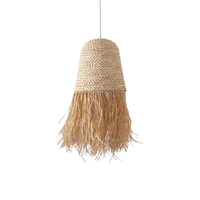 Lampe suspendue artisanale en jonc de mer et rotin, abat-jour naturel en paille pour salon et restaurant