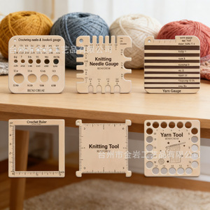 Cross-border wooden blank <b>square</b> knitting <b>tool</b>, wooden letter yarn knitting machine, knitting frame, density ruler, measuring - Product Image 3