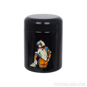 Tarro de Metal Negro Personalizado con Logotipo, 250 ml, Redondo, Hermético, para Tabaco, con Diseño de Astronauta, Accesorio para Fumar - Product Image 3