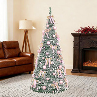 Arbre de Noël Artificiel Pliable et Extensible avec Lumières LED, Design Moderne sur Pied pour Décoration Extérieure (Vente en Gros)