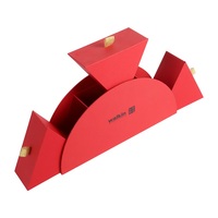Boîte en carton rigide rouge semi-ronde personnalisée unique avec estampage à chaud et gaufrage pour sushis et cadeaux de Noël