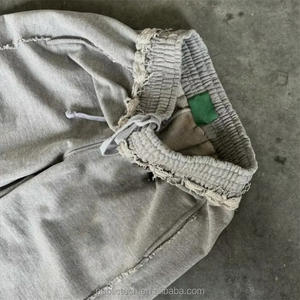 High Quality High Waist Wide Leg Baggy Flare Distressed Sweatpants Reverse Weave Custom Logo Baggy French Terry <b>Sweat</b> <b>Pants</b> <b>Men</b> - Product Image 3