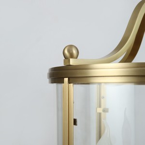 โคมไฟระย้าทรงกระบอกทองแดงสไตล์อเมริกันสมัยใหม่ พร้อมโคมแก้วรูปกรงนก สำหรับติดตั้งในระเบียง ทางเดิน ร้านอาหาร - Product Image 6