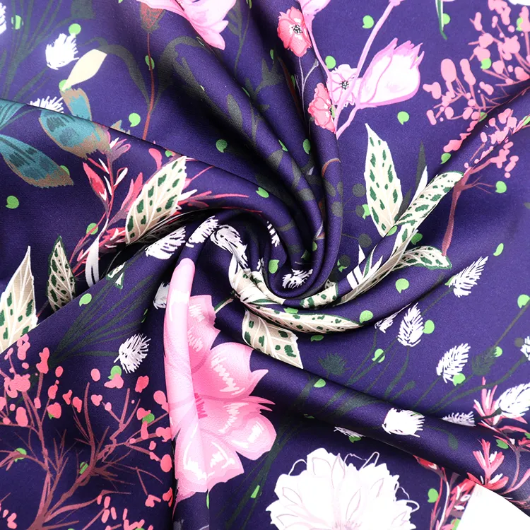 Kahn colorful fabric digital satin silk fabric custom stock print pure silk satin fabric blouse for women