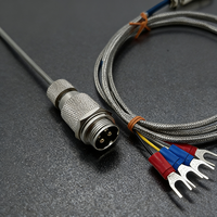 Capteur de température RTD à 3 fils Pt100 avec sonde en acier inoxydable, types de thermocouples K/J/S/N, connecteur aviation