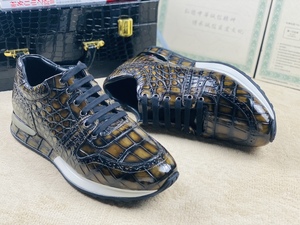Zapatos de Lujo de Piel de Cocodrilo Genuina para Hombre |   Suela Gruesa con Amortiguación |   Zapatillas Deportivas Transpirables Antideslizantes para Caminar - Product Image 6