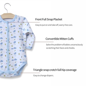 Combinaison bébé 100% coton à manches longues avec boutons pression sur le devant, imprimé animal cartoon, vêtements bébé durables, combinaison pour nouveau-né - Product Image 4