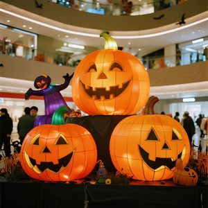 Lanterne Citrouille en Soie d'Acier Faite à la Main, Éclairage Économe en Énergie, Étanche, Fonctionnalités de Sécurité, Décorations Durables pour Halloween - Product Image 4
