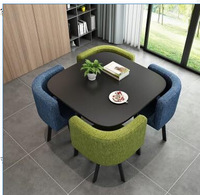 Ensemble de table à manger carrée moderne de luxe table basse en verre quatre chaises pour la maison cuisine utilisation loisirs économie lieu meubles