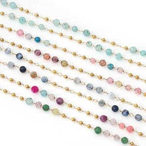 Thép Không Gỉ Bead Clip Màu Sắc Không Thường Xuyên Tự Nhiên Đá Handmade Mỏng Đính Cườm Chuỗi Tự Làm Vòng Đeo Tay Vòng Cổ Trang Sức Với Chuỗi - Product Image 2