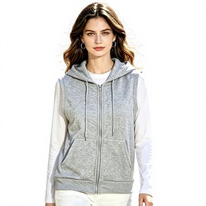 Women's Lightweight Sleeveless Hooded Vest Zip-Up Hoodie Terry Pullover Pocket Casual Streetwear Autumn Winter Made Bangladesh - Product Image 1