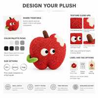 Usine OEM ODM : Coussin et oreiller décoratif en peluche pomme personnalisés, en tissu écologique, poupée en peluche pomme douce et rembourrée, mascotte de marque en coton PP