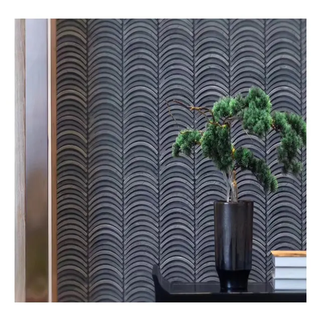 HOMEDM Corrugated Tiles Faux Rock PU Stone Wall Panel For Interior Lobby Exterior House