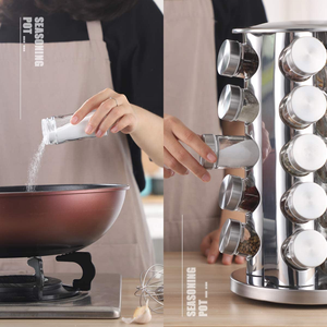 16 tarros, organizador de especias, estante giratorio para especias, estante giratorio para especias, tarros para condimentos de cocina - Product Image 2