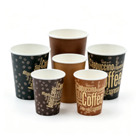 Gobelet en papier à paroi simple pour boissons chaudes, vente en gros d'usine, gobelet à café jetable avec couvercles, impression personnalisée