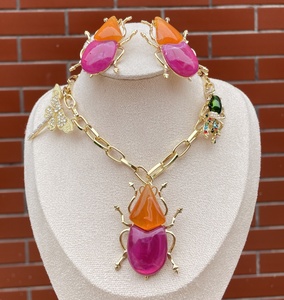 Parure Collier et Boucles d'Oreilles en Forme d'Insecte au Design Exagéré, Bijoux Colorés Spéciaux pour Fêtes, Accessoires Tendance et Élégants - Product Image 3