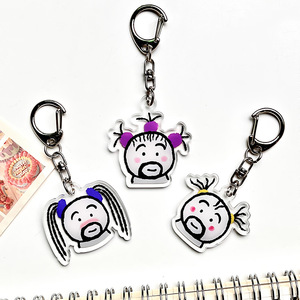 NASNAK Spot Wholesale Cartoon Creative Beard Girl Acrylic <b>Keychain</b> Pendant Cute Funny Fashion Trend Best Friend Funny Gift - Product Image 2