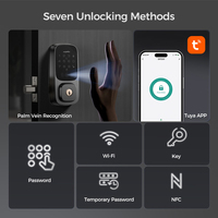 Arpha Tuya-Tiradores de la puerta principal del hotel, cerraduras inteligentes con Alexa, Wifi, Lcd, reconocimiento de venas de Palma, código NFC, casa
