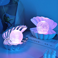 Lampe de table brevetée en forme de coquille avec abat-jour nuageux, lumière nocturne à changement de couleur RVB, cadeau pour enfant, décoration d'intérieur, charge USB, pile AAA 5V, vente chaude
