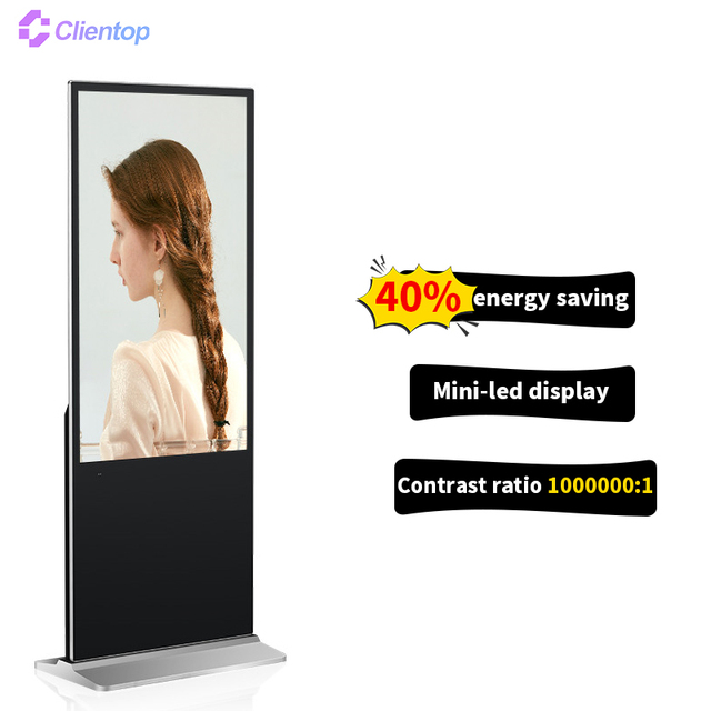 43 55 Inch Standing Floor Mini LED Backlight Lcd Digital Signage 50% Energy Saving 144-1152 Zone Display for Store Mall Cafe Bar