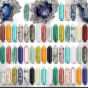 Quarzo naturale Mini Mix di cristallo curativo meditazione rosa torre di quarzo doppi punti per ciondolo - Product Image 1