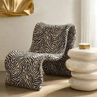Fauteuil d'appoint moderne et élégant à motif zèbre, grand fauteuil de salon en bois noir et blanc à motif zèbre, en vente