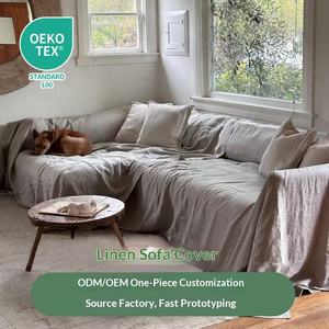 Funda de Sofá de Lino Puro HSC Personalizada de una Pieza, Color Sólido, Antipolvo, 160*285cm, Cubrecama Grande de Lino y Funda de Sofá - Product Image 2