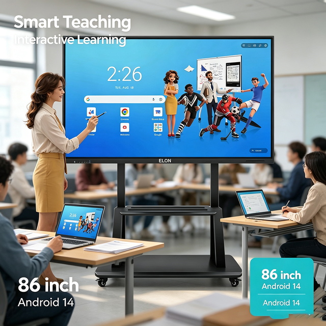 Interactive Whiteboard 65/75/86 Inch 20-Point Touch LCD Smart Board for School & Classroom Education with Android 14 OS